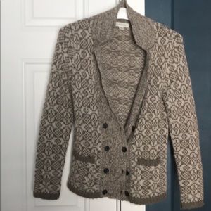 Banana Republic Fair Isle Taupe Gray Cardigan